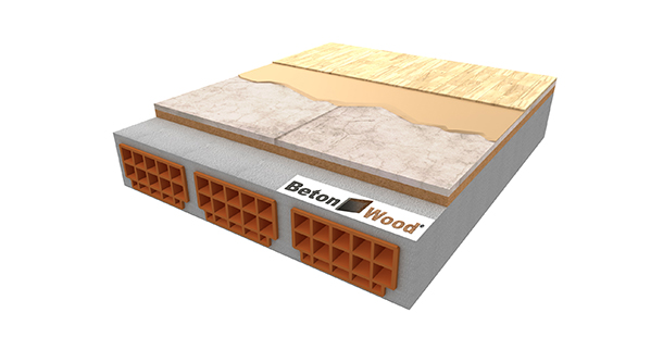 Solaio in pannelli accoppiati in fibra di legno e cementolegno con autolivellante